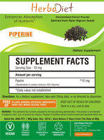 10 Gm: Herbadiet Piperine 95% Black Pepper Extract Powder 95% By Hplc Bioavailability Enhancer 10 Gm Pack