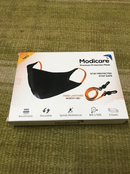 modicare premium protection mask with lanyard 2 pc pack   2 packs