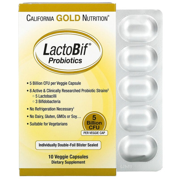 California Gold Nutrition, LactoBif Probiotics, 5 Billion CFU, 10 Veggie Capsules