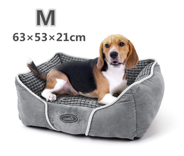 Dog Bed Cat Pet Bed Machine Washable Luxury Rectangle Bed with Soft Detachable Cushion for Small Medium Pet