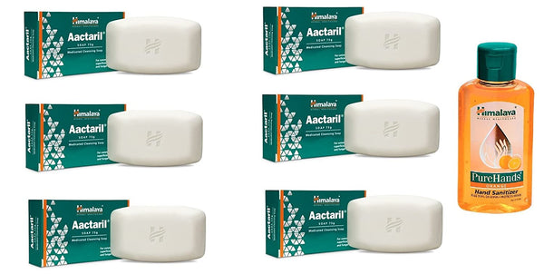 Himalaya Aactaril soap Pack Of 6 With Orange Hand Sanitizer