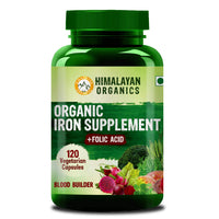 Himalayan Organics Organic Iron Supplement with Folic Acid - 120 Veg Capsules