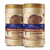 Saffola FITTIFY Gourmet HI PROTEIN SLIM MEAL-SHAKE Coffee & Caramel buy 1 get 1 free 420 gm (12 servings)/mango/chocolate/kesar pista