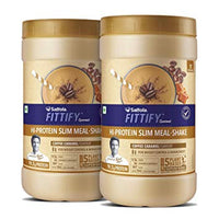 Saffola FITTIFY Gourmet HI PROTEIN SLIM MEAL-SHAKE Coffee & Caramel buy 1 get 1 free 420 gm (12 servings)/mango/chocolate/kesar pista